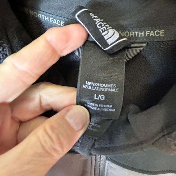 The North Face Apex Gray Soft Shell Fleece Lined Full Zip Hooded Jacket Sz L - Picture 10 of 15